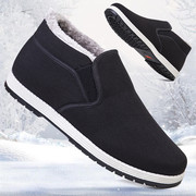 冬季加厚雪地棉保暖加绒棉鞋一脚蹬懒人爸爸鞋舒适老北京布鞋棉靴