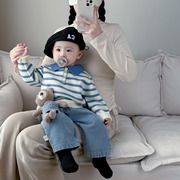 韩版婴童毛衣春季宝宝针织毛线衣长袖套头衫婴幼儿翻领打底衫