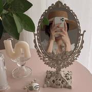360法式复古花边装饰双面，镜子塑料纳米度桌面化妆镜梳妆镜