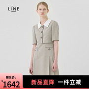 LINE夏季千鸟格设计感小众高级感假两件连衣裙NWOPNE0600
