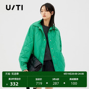 uti宽松轻薄加厚潮羽绒服女 正绿色休闲棉衣外套尤缇2022冬季