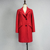 品牌折扣大红色中长款西装领羊毛大衣女单排扣气质百搭纯色外套潮
