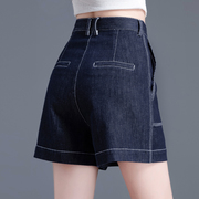 a字牛仔短裤女夏季薄款2024女士欧货高腰设计感阔腿宽松热裤