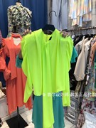 VANNZILL韩国20春季 小众设计 荧光色丝巾复古上衣女衬衫