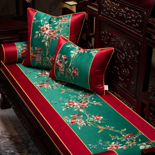 新中式红木沙发坐垫带靠背乳胶高档防滑家用实木罗汉床海绵垫定制