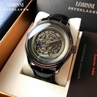 瑞士罗宾尼(罗宾尼)手表男名牌，十大品牌皮带男表时尚镂空全自动机械表