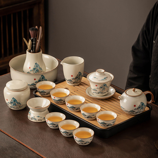 汝窑茶具套装家用轻奢高档陶瓷盖碗茶壶喝茶功夫茶杯茶盘整套