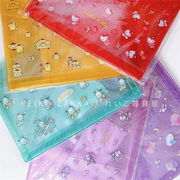  日本三丽鸥sanrio透明PVC卡通满印按扣多功能夹层M码文件袋