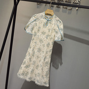 蕾丝改良旗袍连衣裙女夏2022年日常现代时尚年轻款，设计感小众