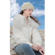 2023冬季纯色立领狐狸毛领，保暖羽绒外套短款女d384z2174y20