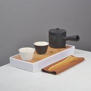 迷你茶具套装黑陶侧把一壶两杯二简易日式蓄水茶托天然竹茶盘陶瓷