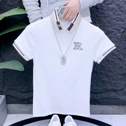 男士短袖polo衫夏季韩版修身字母翻领弹力紧身小码纯棉T恤潮