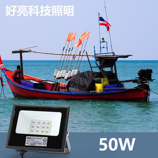 led低压投光灯户外防水船用照明灯12v24v36v直流抗干扰渔船探照灯