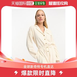 香港直邮潮奢 ASOS 女士look 设计宽松型亚麻衬衫式长袖连体衣(燕