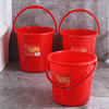 手提塑料家用红色耐摔圆桶储水泡脚洗车结婚桶加厚大小号带盖水桶