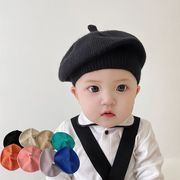 婴儿帽子春秋薄款宝宝贝雷帽男女，儿童毛线针织帽纯色光板秋冬季潮