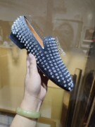 欧美AGZ Cl铆钉低帮男鞋银色点钻红底单鞋时尚休闲运动鞋绅士皮鞋