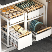 厨房橱柜拉篮下水槽置物架多功能，碗碟调料收纳抽拉式分层整理架子