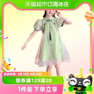 玉婴坊女童旗袍连衣裙，夏季洋气夏装儿童网纱夏装，中国风公主裙