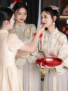 冬季伴娘服长裙中式晚礼服汉服2023中国风婚礼新娘团姐妹气质