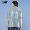 LAMLICKA&兔子联名款抽象图案印花短袖夏季涂鸦宽松半袖T恤男