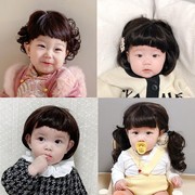 宝宝头发帽子韩国婴儿可爱女童短卷发公主假发帽儿童摄影百天发饰