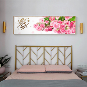 紫粉色床头画天鹅花水晶挂画瓷画卉主卧室墙壁房间玫瑰装饰画背景