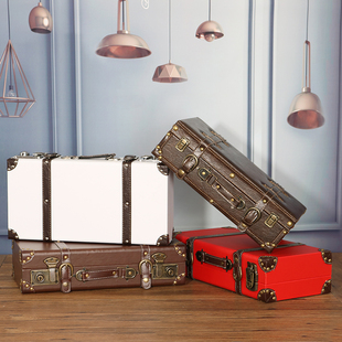 欧式复古手提箱收纳箱储物木箱子老式摄影道具，衣服皮箱做旧整理箱
