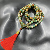 平价玉器 10毫米108颗彩色孔雀绿龙纹玛瑙佛珠念珠毛衣链 项链