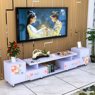 定制钢化玻璃电视柜简约现代茶几组合家具客厅小户型，烤漆伸缩电视