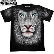 泰国进口3D狮子夜光印花T恤 夏季纯棉男士潮男短袖T恤 大码T