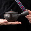 器物志 紫陶茶壶家用坭兴陶瓷复古侧把壶紫砂壶石瓢跳壶承茶壶