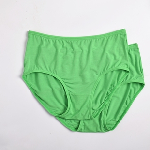 女士三角短裤绿色纯色中年裤衩，宽松透气高弹力(高弹力)高档裤头个性时尚