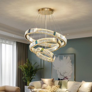 2022水晶贝壳吊灯现代简约轻奢餐厅卧室家用圆环形高档客厅灯