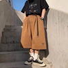 咖棕色cityboy工装裤日系复古短裤，男夏季oversize裤子阔腿8七分裤