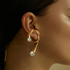 欧美珍珠女不规则耳挂高级感925银针耳环气质耳扣耳饰 ins同款