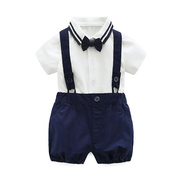 宝宝套装周岁背带裤男绅士男童服0一1岁满月礼服婴儿短袖夏季
