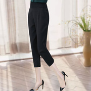 春季黑色哈伦裤，宽松休闲高腰休闲裤，气质收腰显瘦女式七分裤