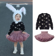 法国女童tutu裙秋冬2023宝宝兔兔裙婴幼儿毛衣裙蓬蓬裙两件套