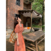 杨杨YANGRUOYU法式橘色连衣裙女夏季2023新设计感小众长款初恋裙