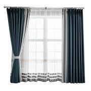 欧洲北欧现代简约拼色定制客厅卧室窗帘布料飘窗落地窗成