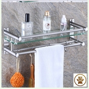 不锈钢浴室毛巾架欧式玻璃置物架卫生间浴巾架洗手间卫浴挂件