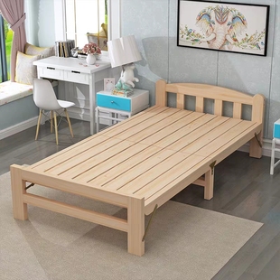 折叠床单人床简易小床成人木板床，行军床加固午休床0.9m一米实木床