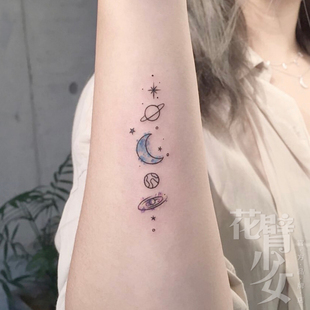 花臂少女TATTOO 234 原宿星空月亮星星小清新可爱纹身贴一张3组