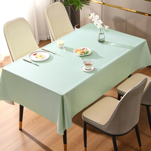 桌布免洗防油防水防烫家用纯色长方形餐桌布茶几桌垫台布氛围感