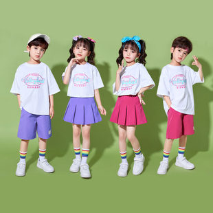 儿童啦啦队幼儿园六一演出服，小学生校运动会，班服纯棉t恤表演服装