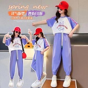 女童夏季套装2023洋气拼接短袖中大童夏装韩版运动薄两件套潮