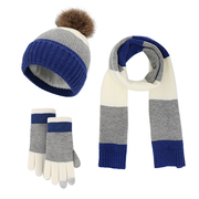羊毛保暖帽子女冬天毛线帽，3件套装加绒加厚护耳户外防寒套头冬帽