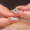 莫桑石戒指(石戒指)钻石，1克拉仿真钻戒女情侣对戒一对纯银送女友求婚结婚