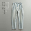 见川春季日系重水洗浅蓝色，松软垂感系带微锥牛仔裤